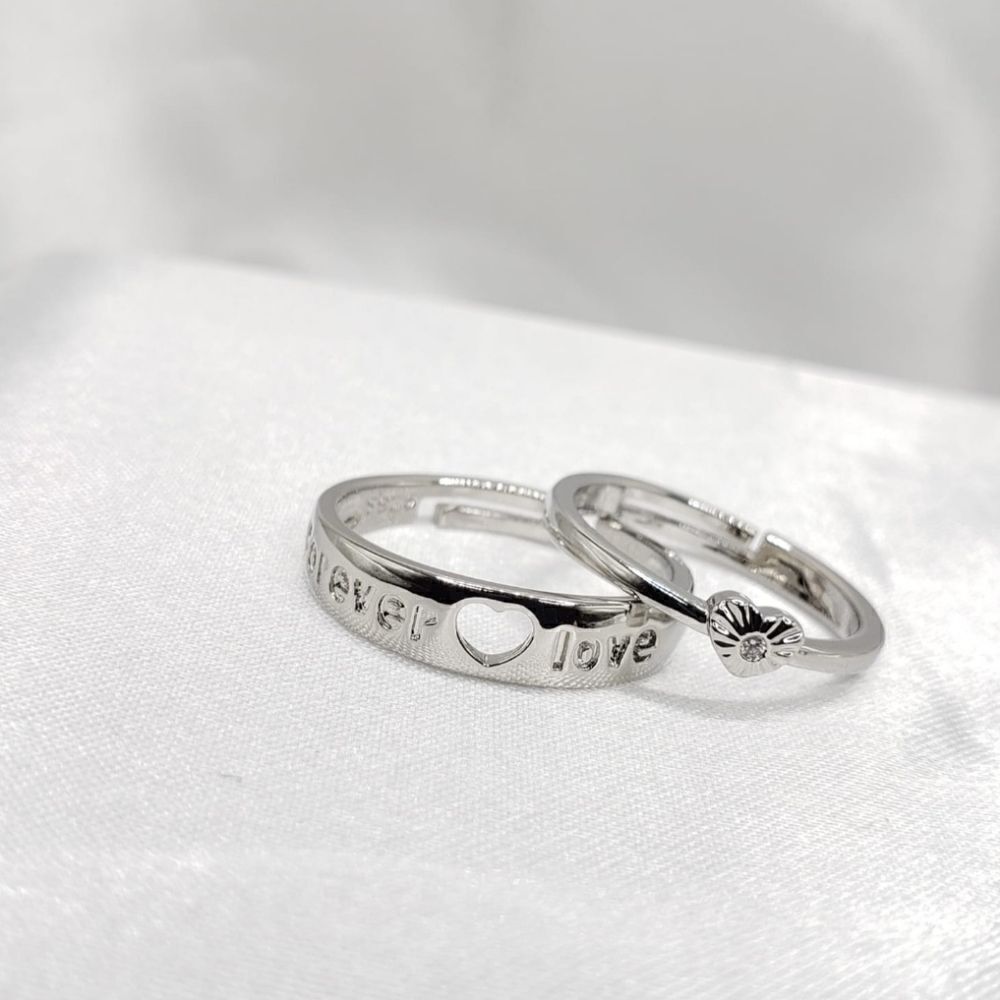 Brand New Silver Love Forever Hearts Couple Rings